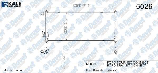 KALE 020ABC040 Klima Radyatoru Ford Transit Connect 02>13 Ac (Al/Pl/Brz)